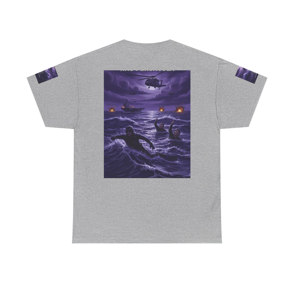 Rescue Night Tee — Purple Helicopter Sea Rescue Graphic T-Shirt