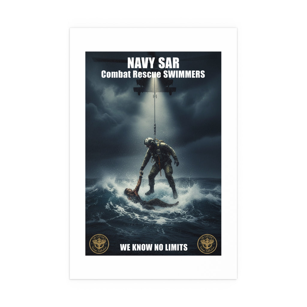 Rescue Diver Silk Poster — Dramatic Ocean Rescue Wall Art