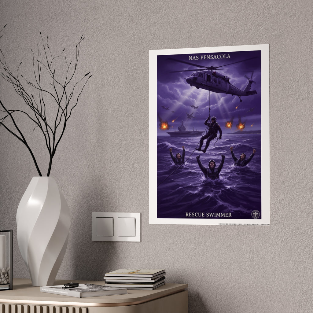 Rescue Swimmer Gloss Poster — NAS Pensacola Military Aviation Print
