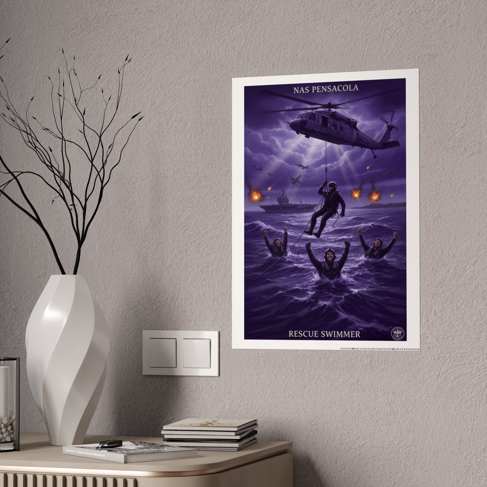 Rescue Swimmer Gloss Poster — NAS Pensacola Military Aviation Print