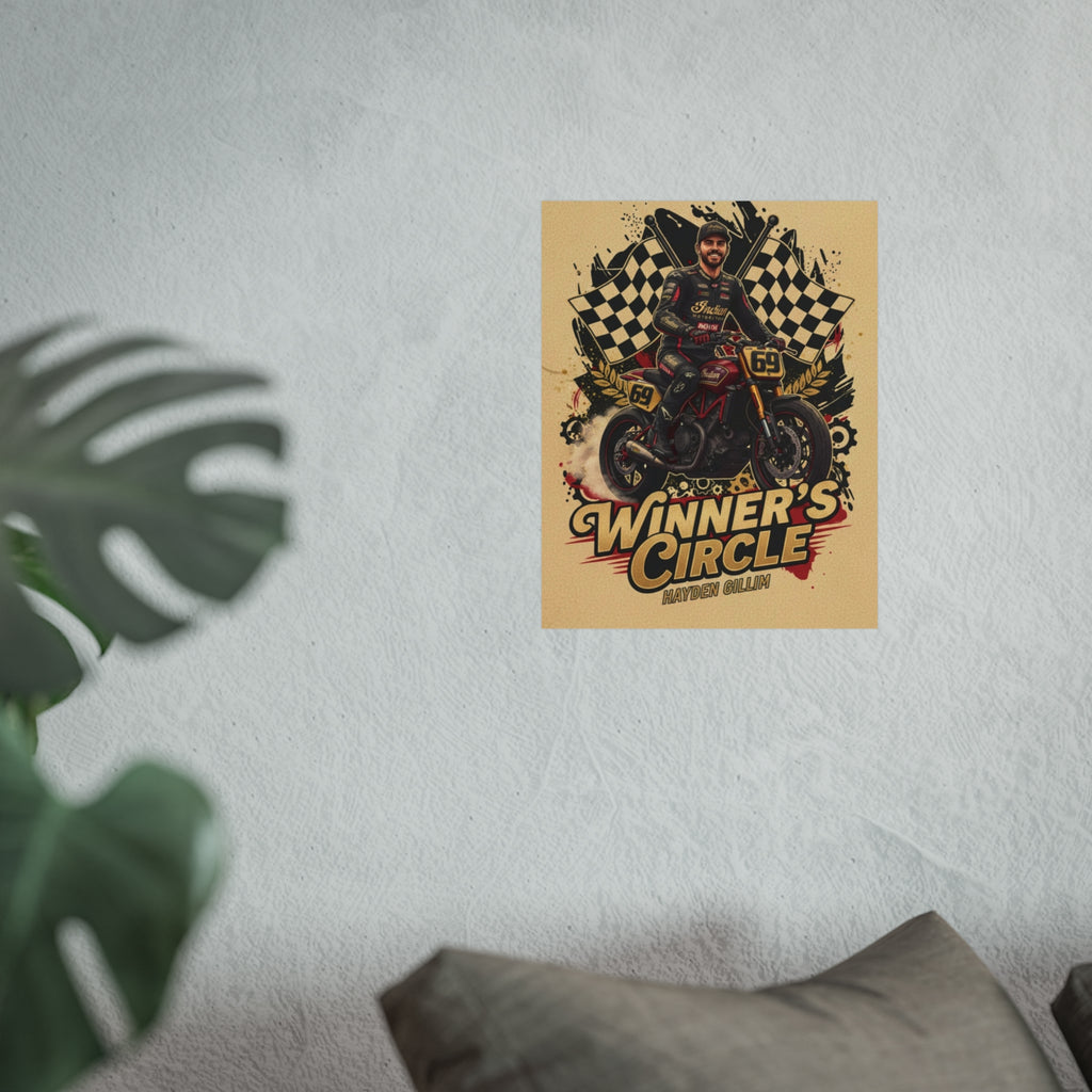 Winner's Circle Motorcycle Poster — Vintage Racing Fine Art Print