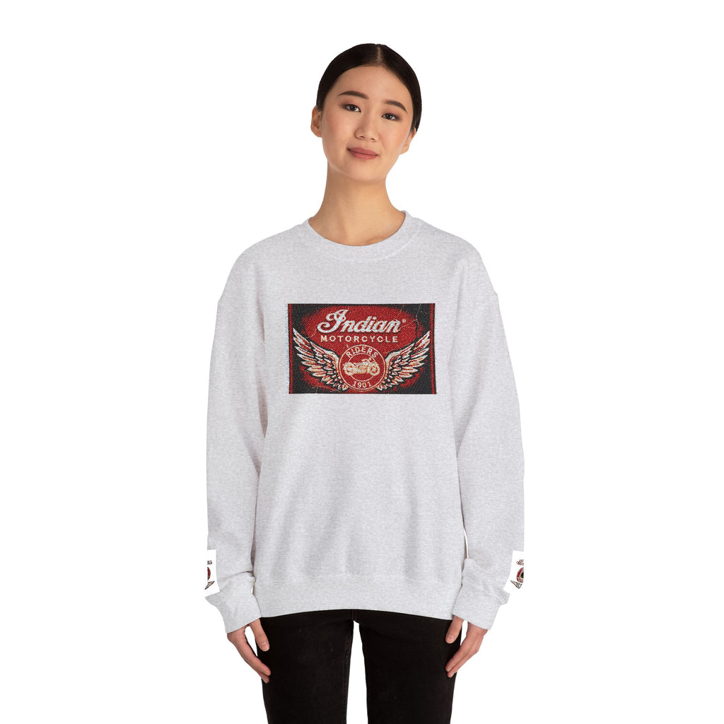 Vintage Motorcycle Crewneck Sweatshirt — 'Indian Motorcycles' Winged Logo
