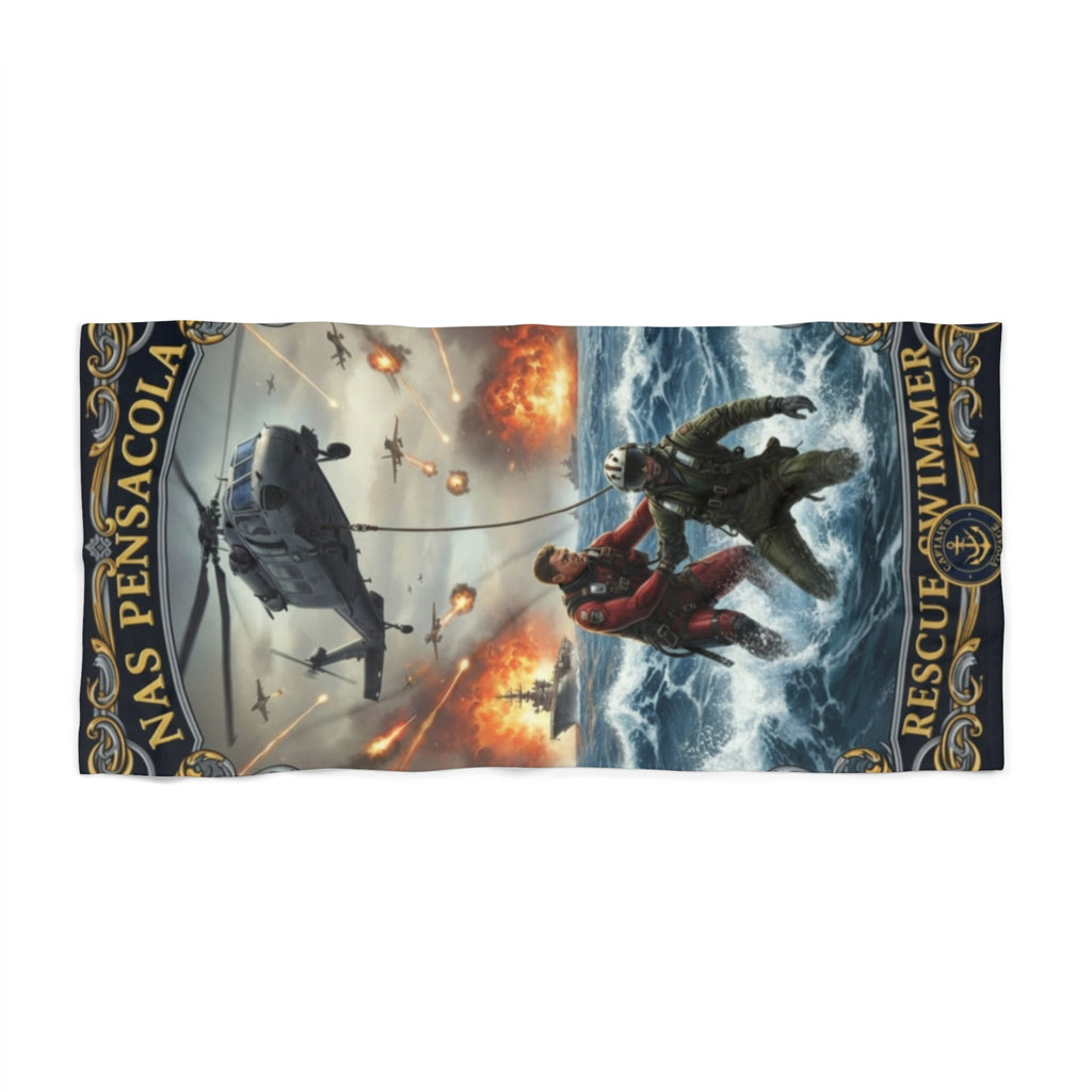 Navy Rescue Swimmers Beach Towel — NAS Pensacola Search & Rescue Design