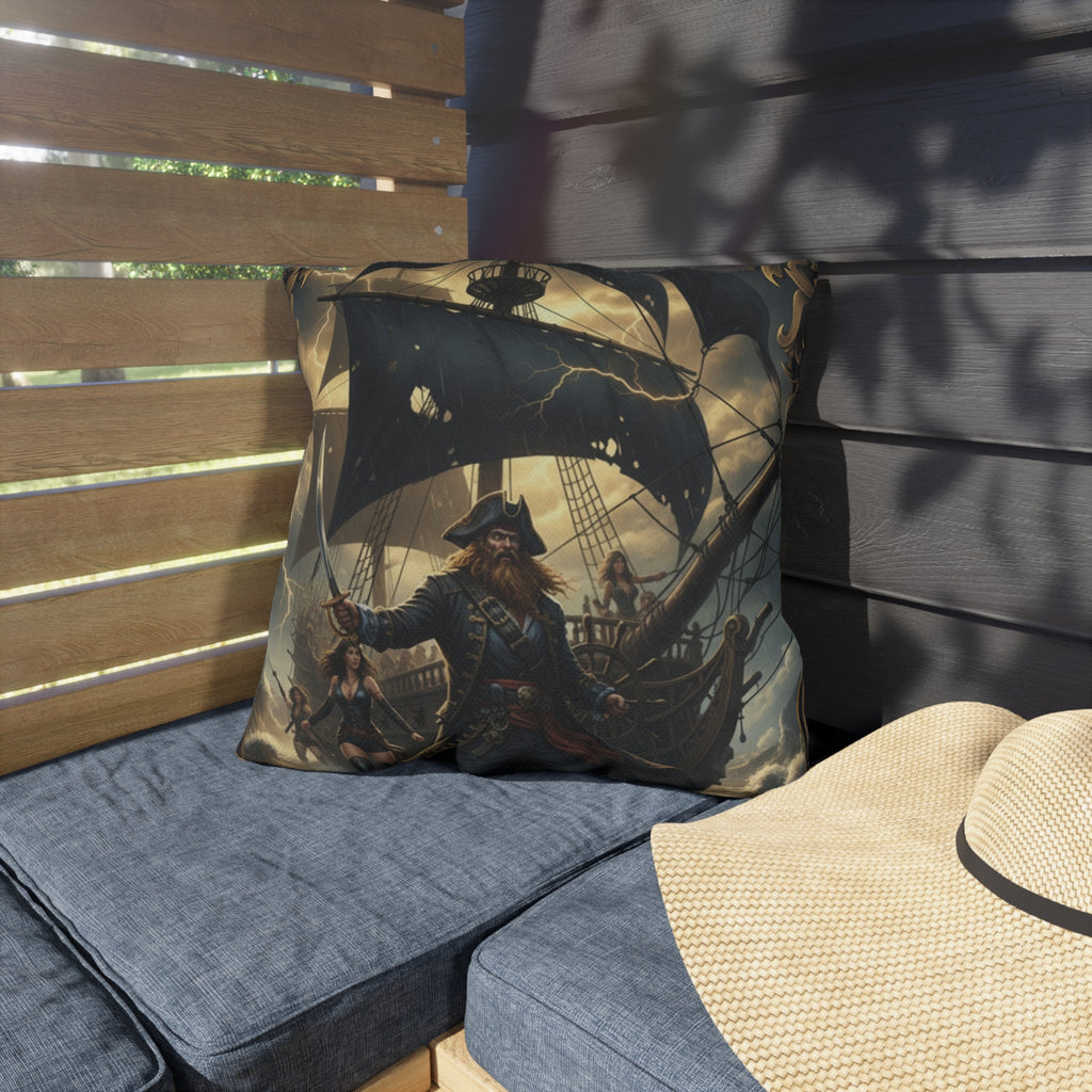 Pirate Captain Outdoor Pillow – Nautical Voyage Anchor Throw Cushion