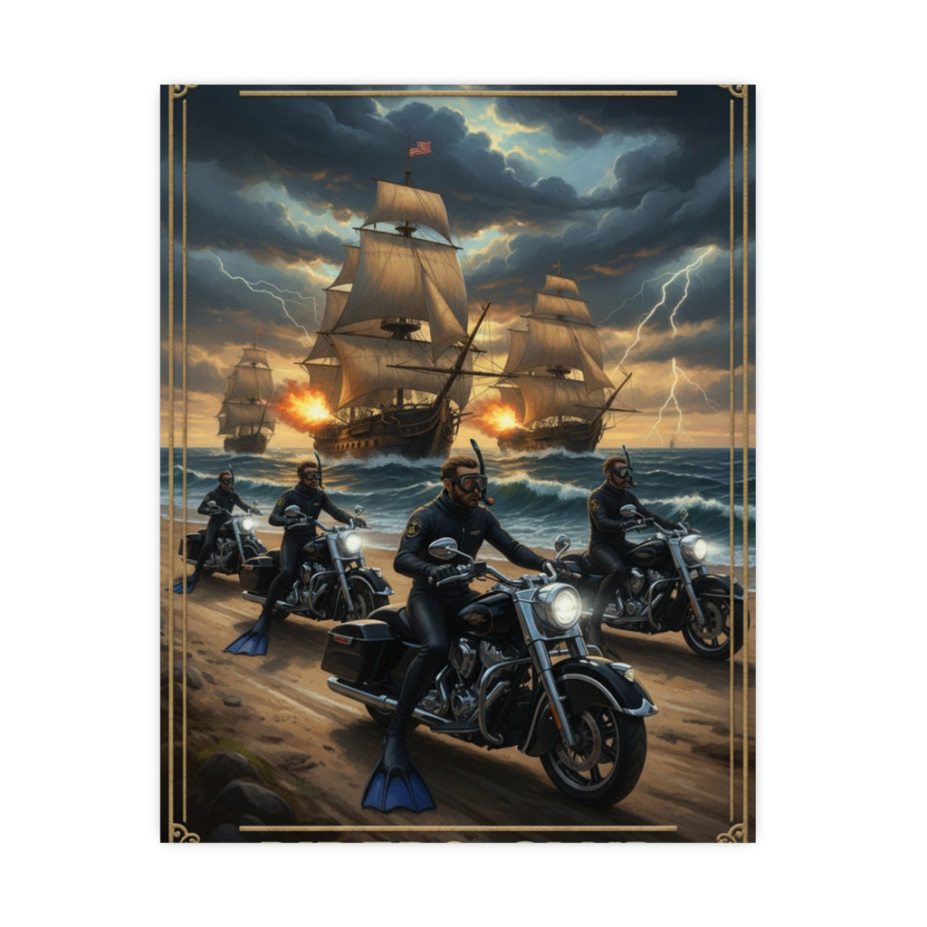Riders Club Matte Poster — Sea Captain Bikers Vintage Nautical Wall Art