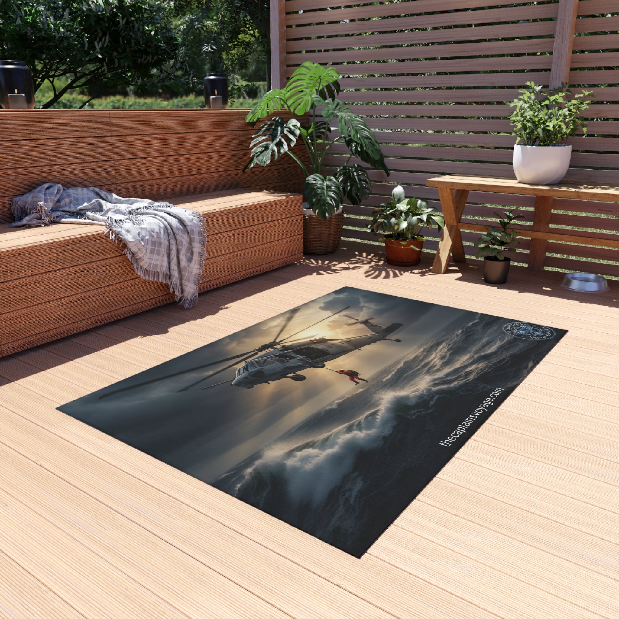 Outdoor Rug – Navy SAR Rescue Helicopter Scenic Mat