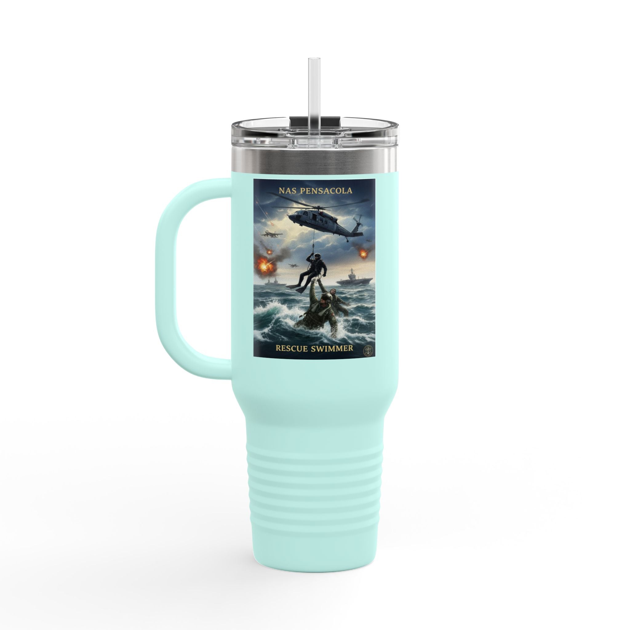 40oz Insulated Travel Mug — Ocean Storm Fantasy Art