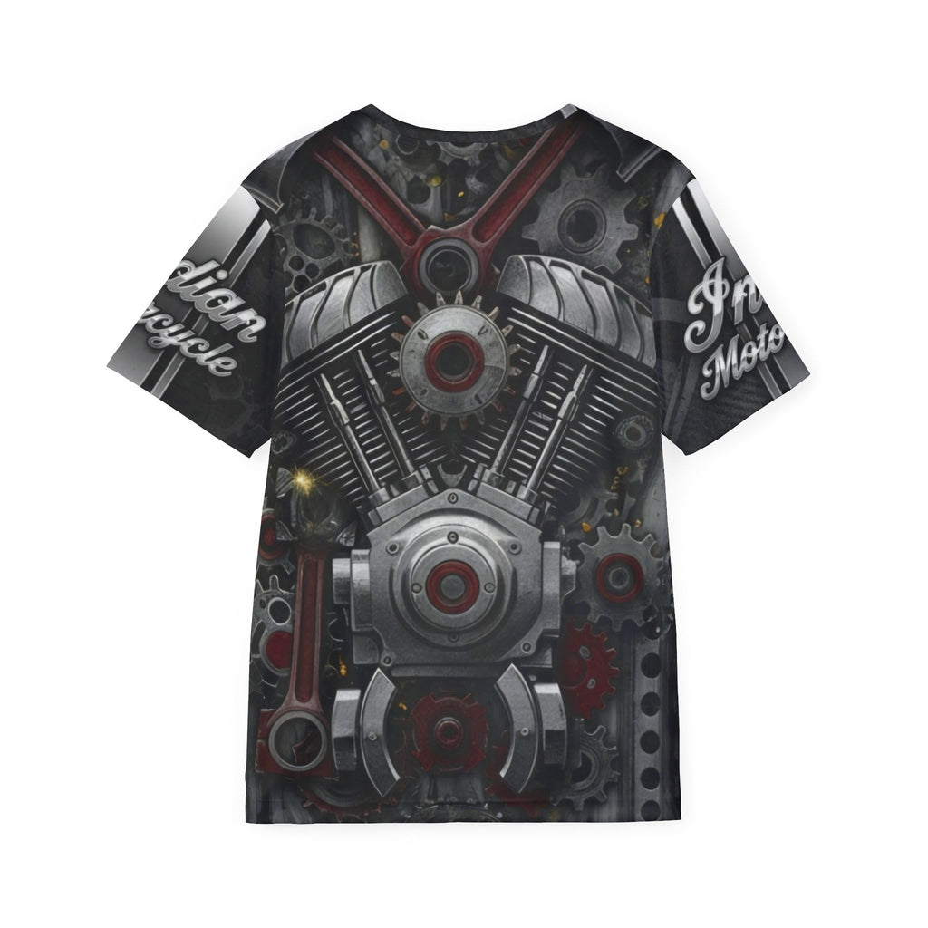 Indian Motorcycle Engine Graphic Jersey — Men's All-Over Print Motorbike Tee