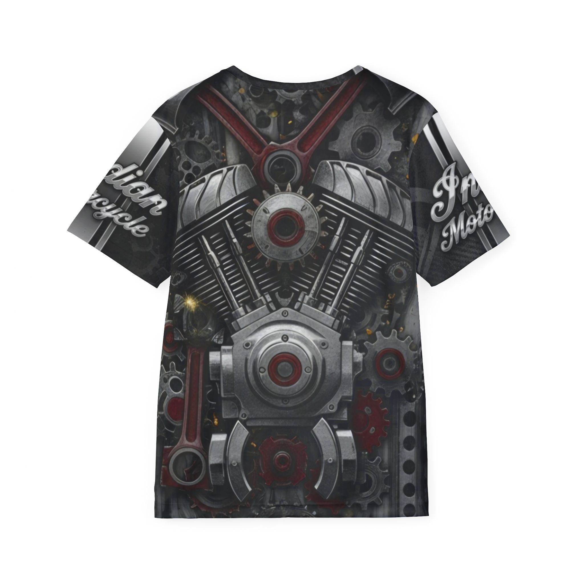 Indian Motorcycle Engine Graphic Jersey — Men's All-Over Print Motorbike Tee