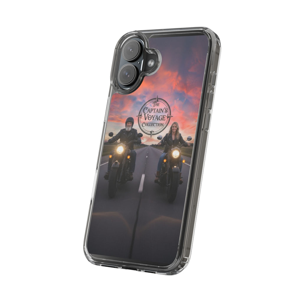 Clear Phone Case — 'The Captain's Voyage Collection' Motorcycle Sunset Design