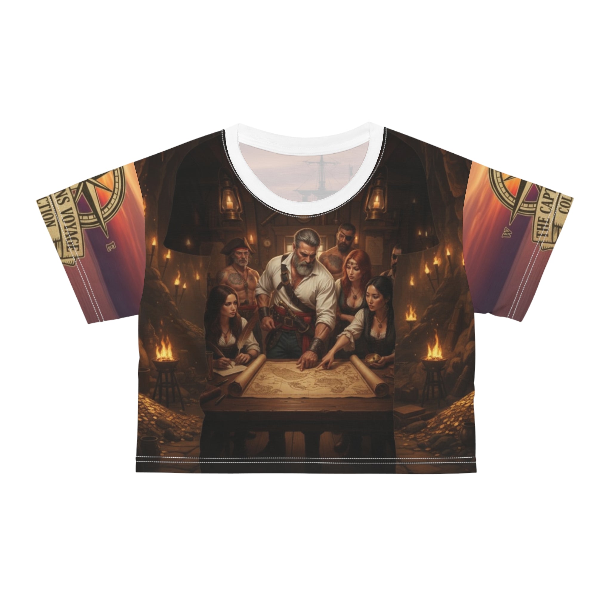 Pirate Adventure Crop Tee — Battle at Sea All-Over Print