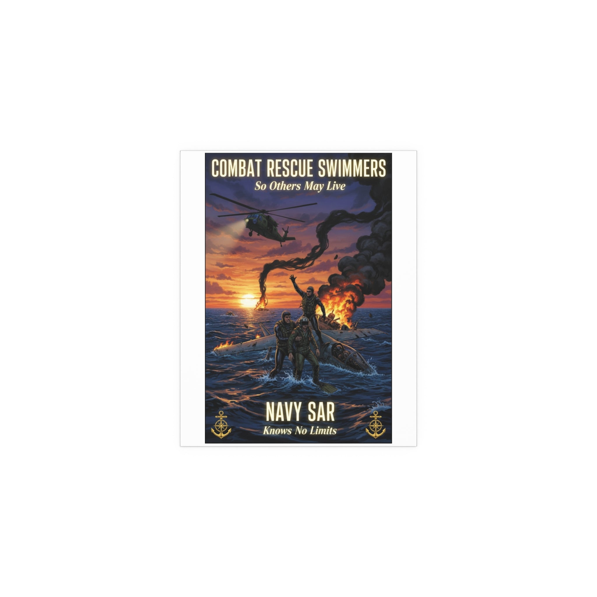 Navy SAR Combat Rescue Swimmers Silk Poster — Indoor/Outdoor Military Wall Art