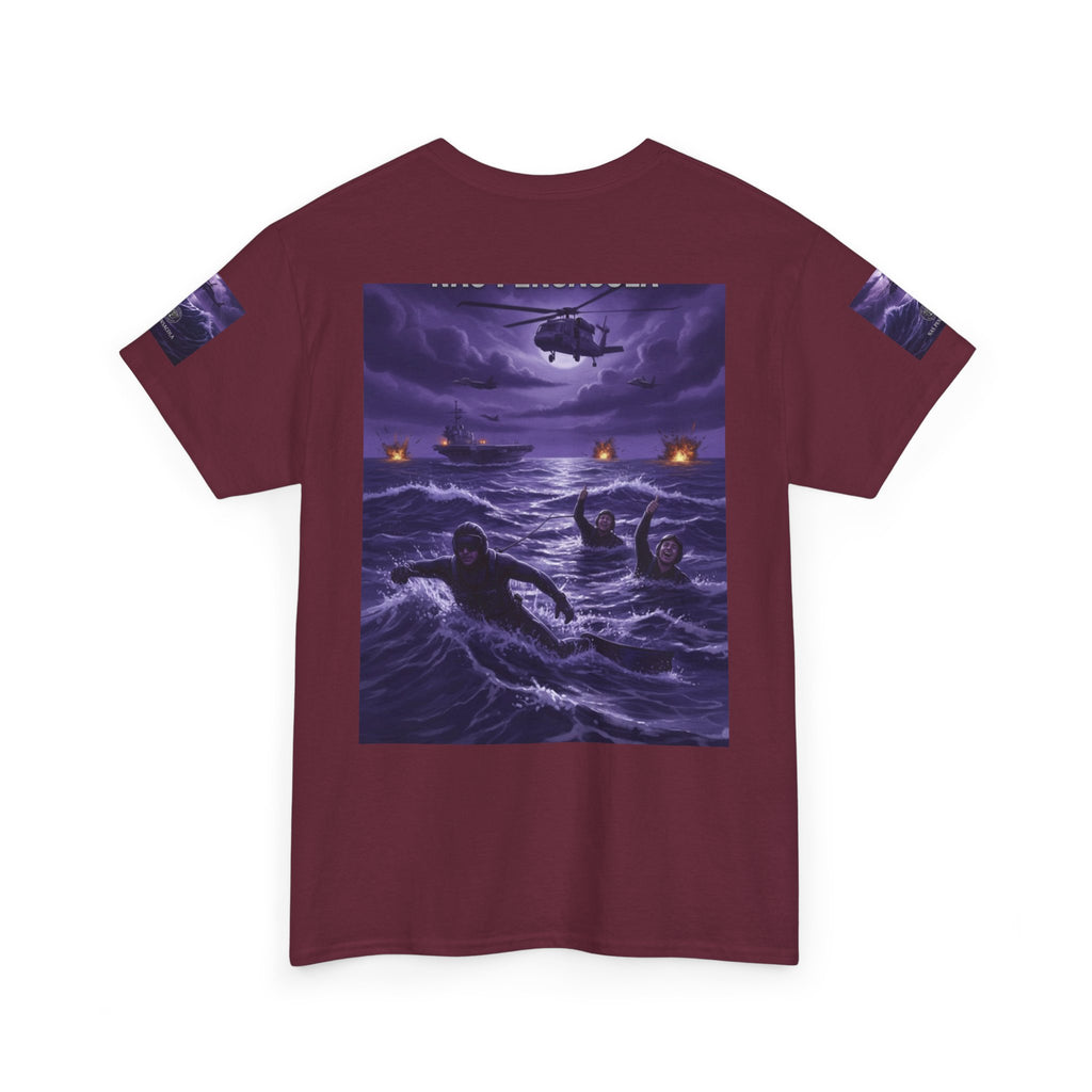 Rescue Night Tee — Purple Helicopter Sea Rescue Graphic T-Shirt