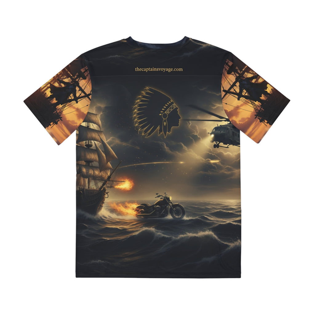 Ghost Rider Motorcycle Tee — Biker Flame Skull All-Over Print