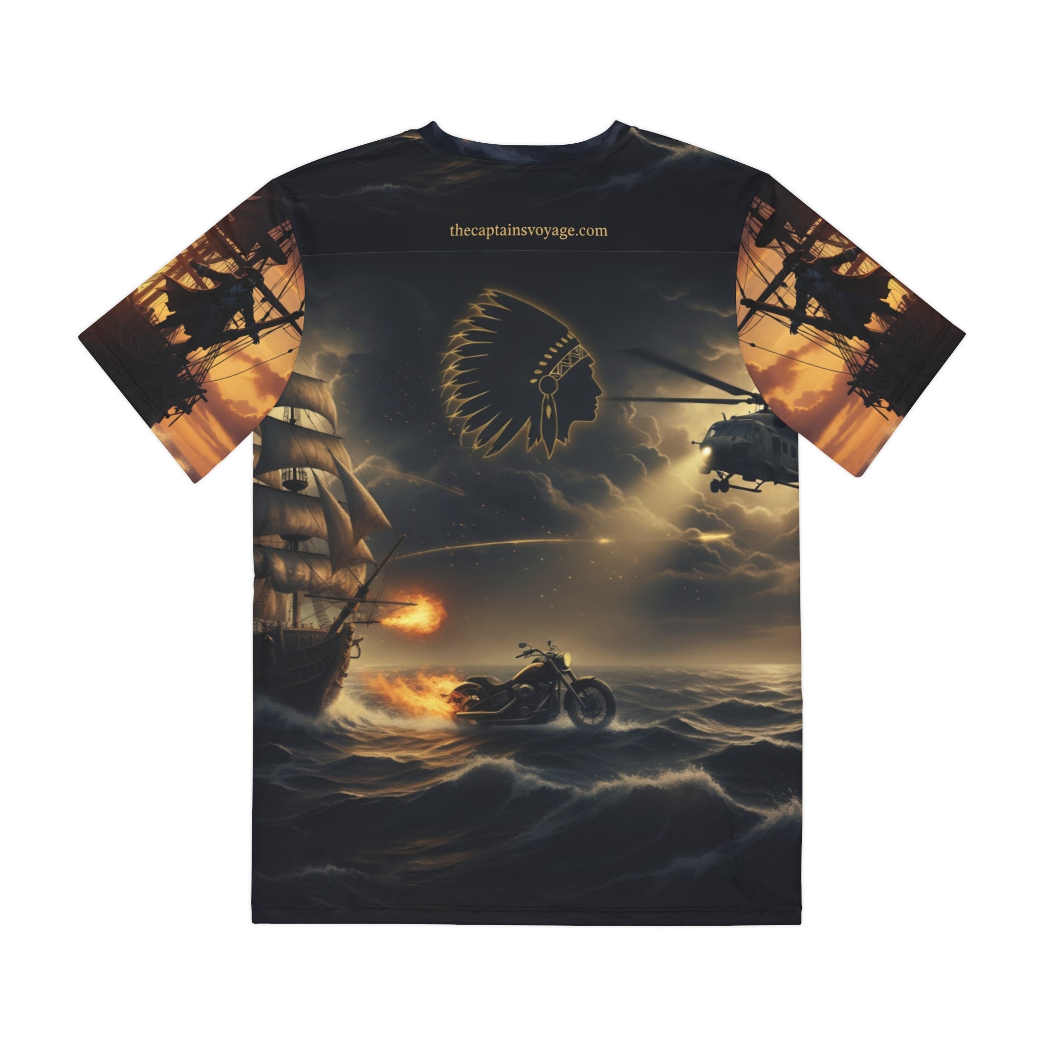 Ghost Rider Motorcycle Tee — Biker Flame Skull All-Over Print