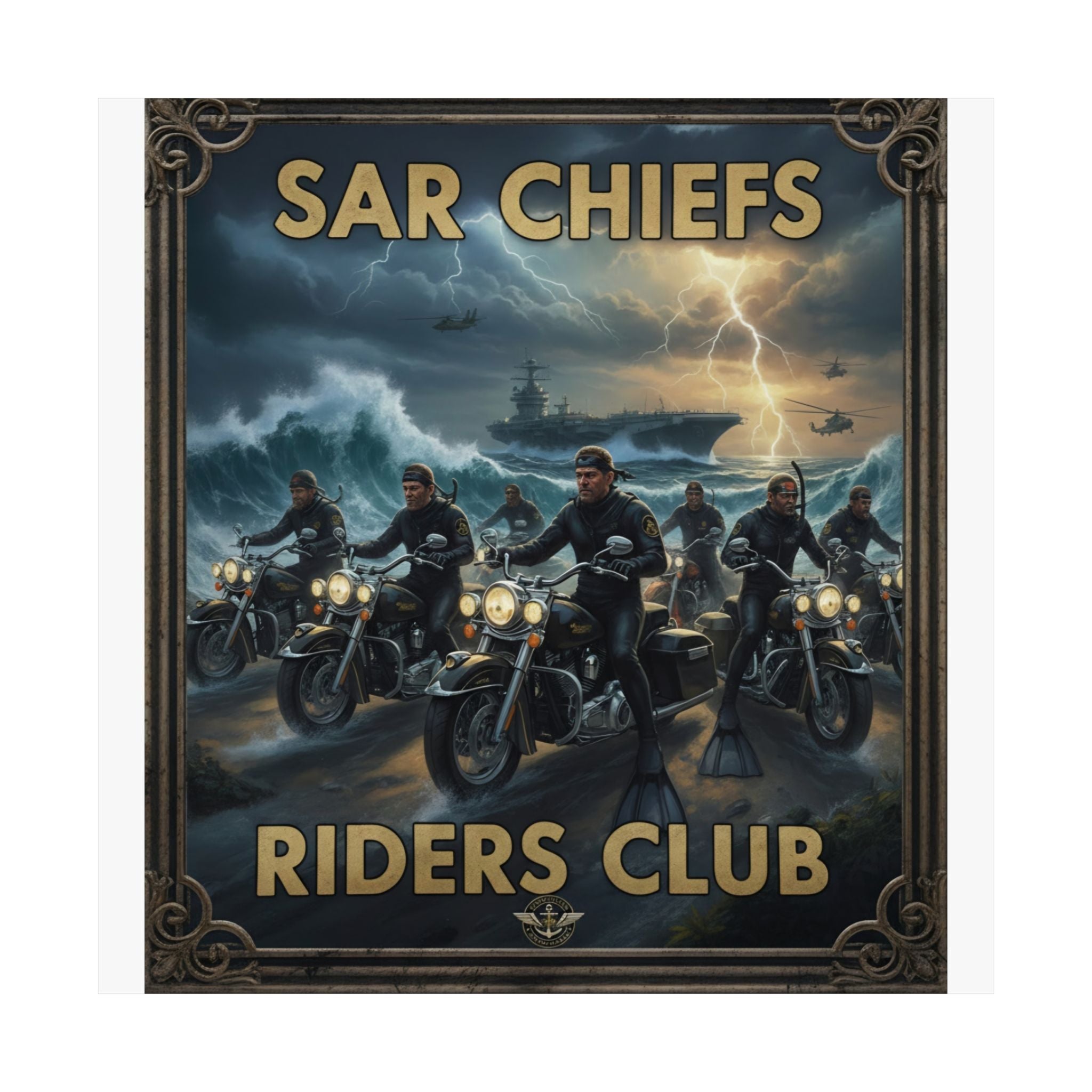 SAR Chiefs Riders Club Satin Poster – Vintage Biker Art Print (300gsm)