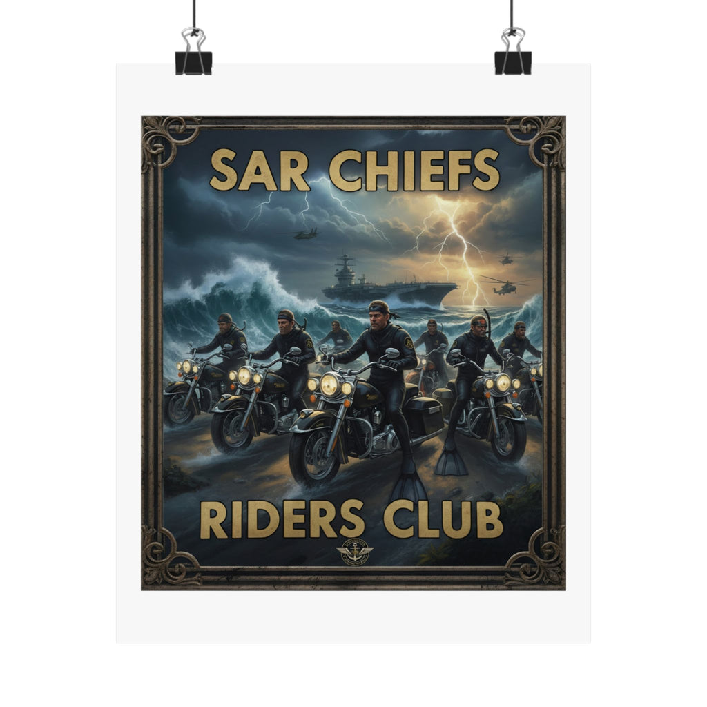 SAR Chiefs Riders Club Satin Poster – Vintage Biker Art Print (300gsm)