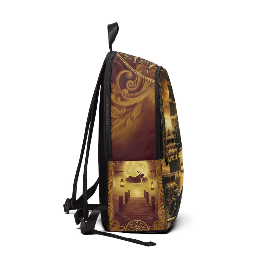Vintage Motorcycle & Pirate Ship Backpack - Steampunk Biker Travel Bag