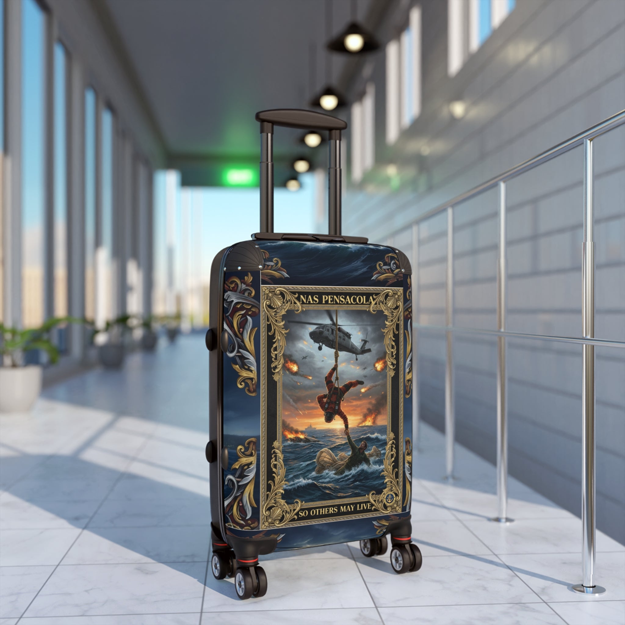 Suitcase — Vintage Navy Rescue Diver Rolling Carry-On (Nas Pensacola)