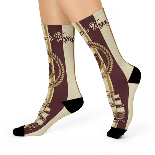 Captain’s Voyage Crew Socks – Nautical Anchor & Ship Striped Cushion Socks