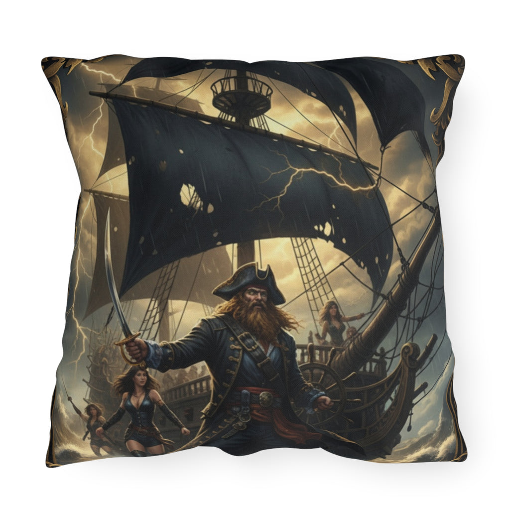 Pirate Captain Outdoor Pillow – Nautical Voyage Anchor Throw Cushion