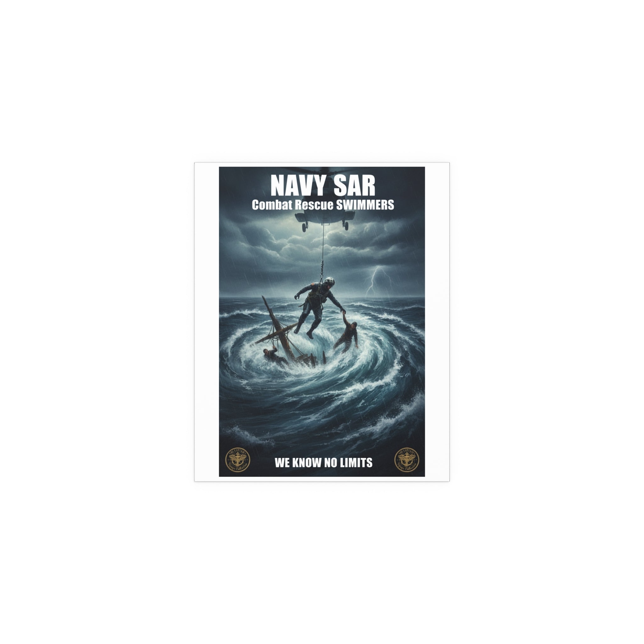 Stormy Sea Silk Poster — Dramatic Sailor Rescue Wall Art (Indoor/Outdoor)