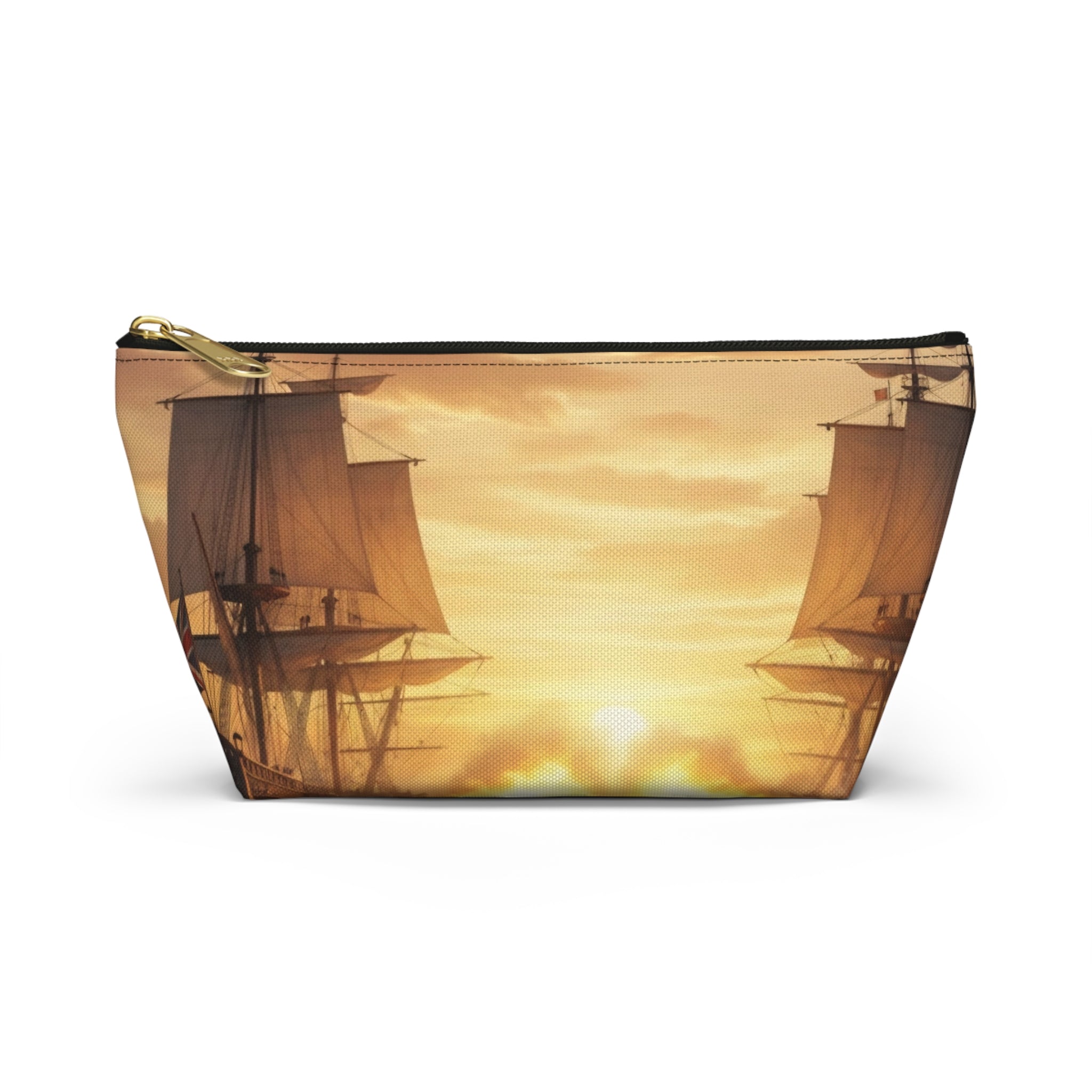 Vintage Naval Battle Accessory Pouch — Sunset Warship Makeup Bag