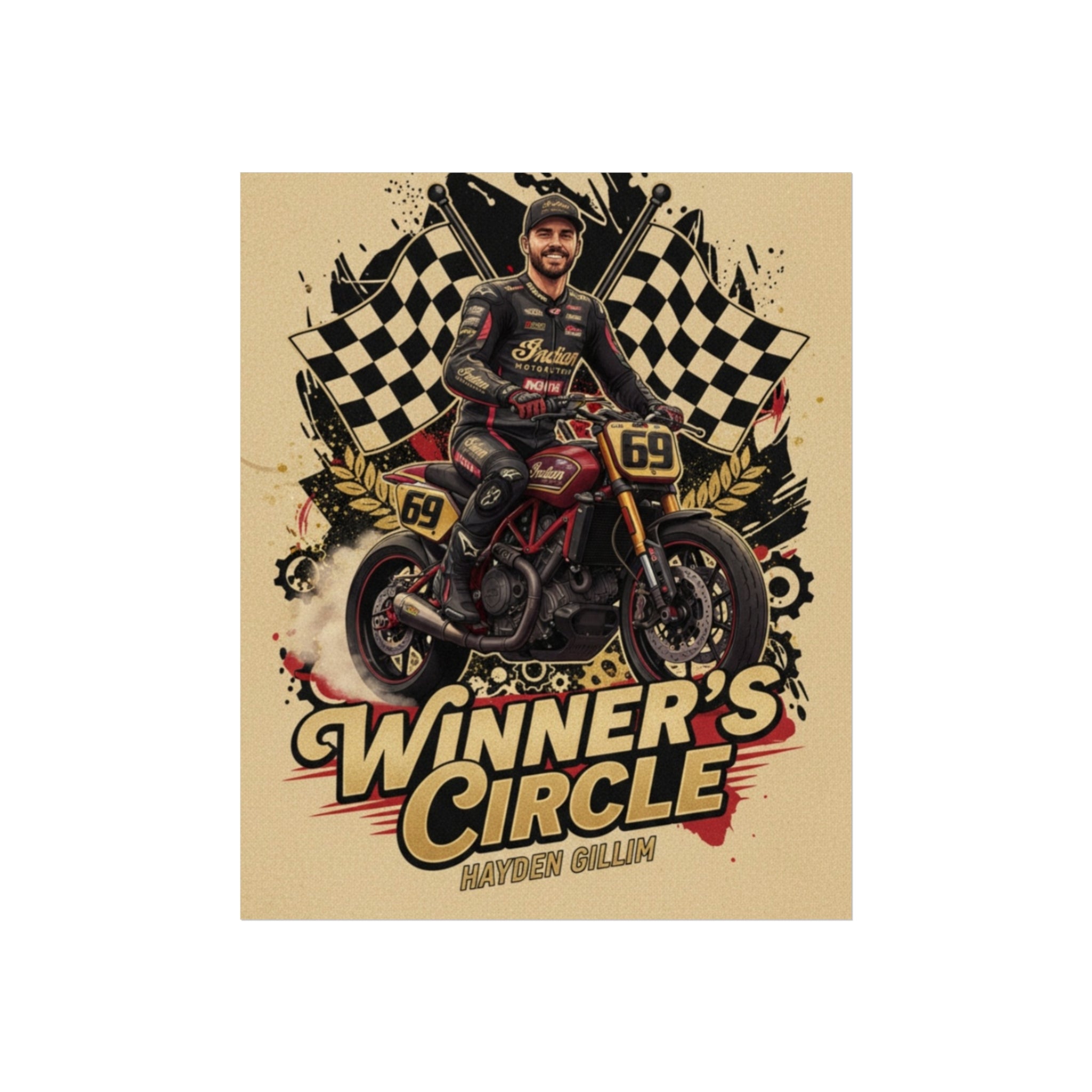 Winner's Circle Motorcycle Poster — Vintage Racing Fine Art Print