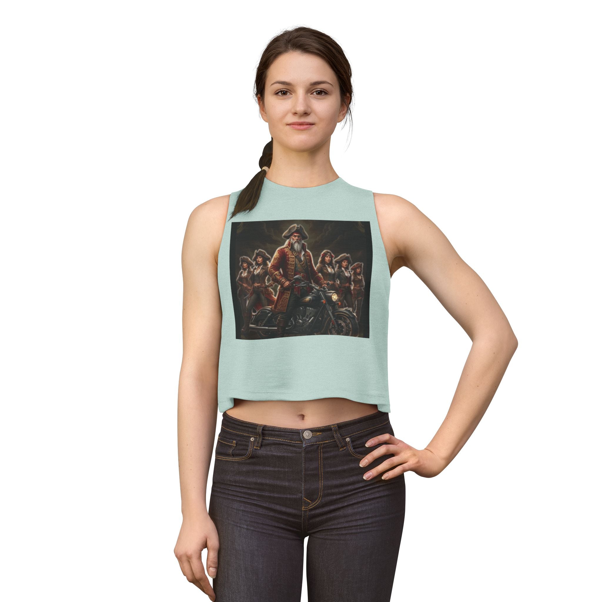 Women's Crop Top — Vintage Pirate Crew Motorcycle Graphic