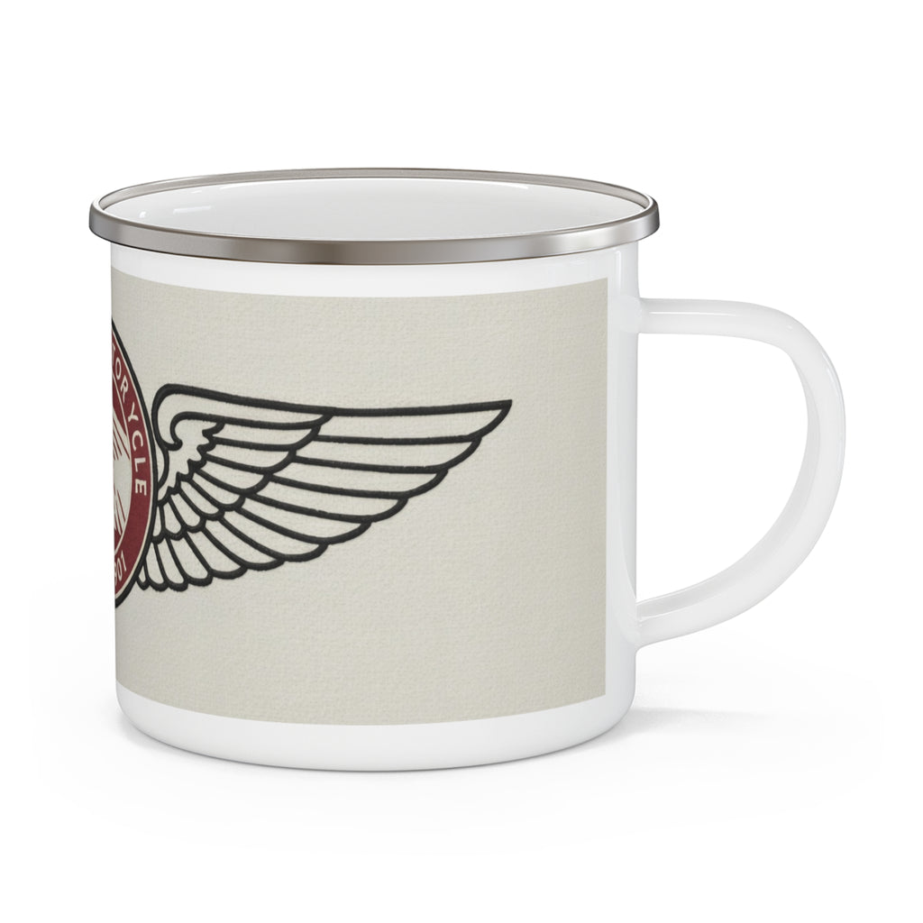 Enamel Camping Mug — Vintage Indian Motorcycle Logo Coffee Cup