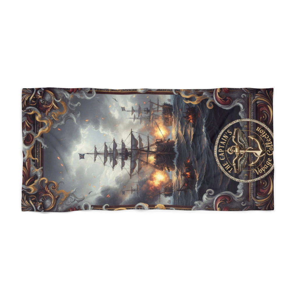 Pirate Ship Beach Towel — Vintage Naval Battle Design