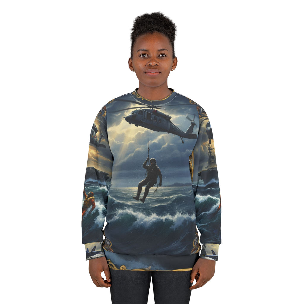 Naval Aviation Hoodie — Helicopter Rescue & Fighter Jet Carrier All-Over Print Sweatshirt