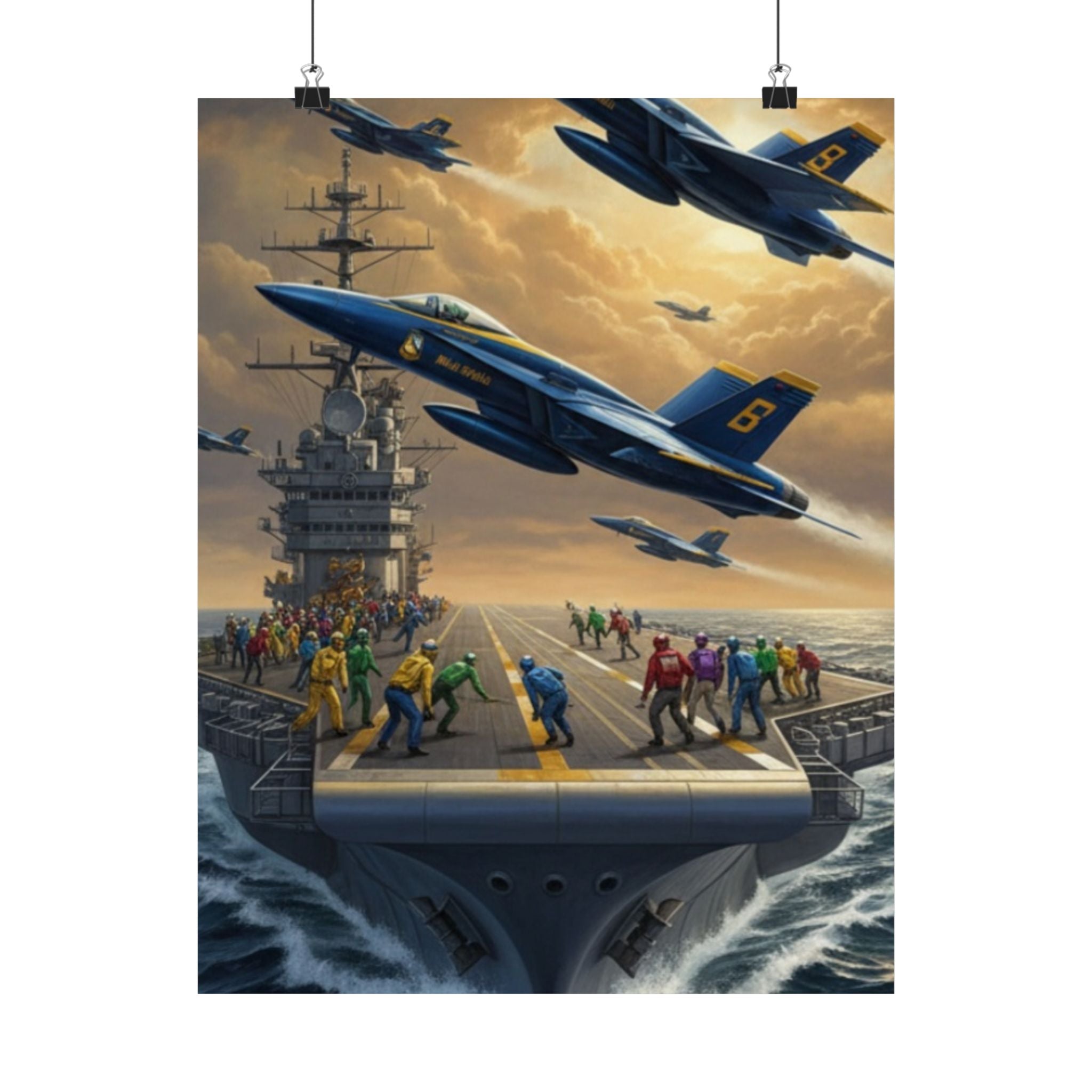 Navy SAR Rescue Helicopter Matte Poster — Dramatic Sea Rescue Art