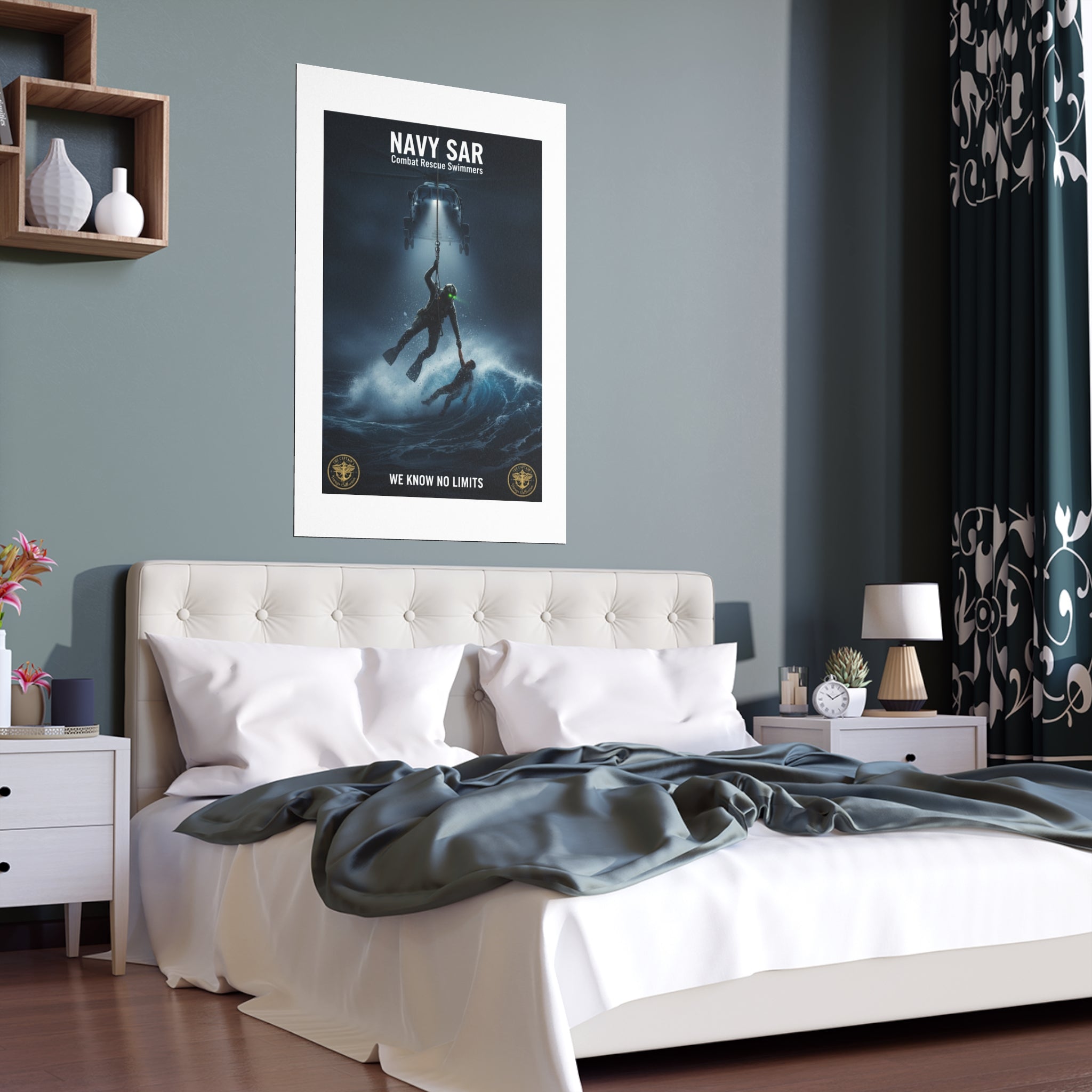 Navy SAR Combat Rescue Swimmers Silk Poster – “We Know No Limits” Indoor/Outdoor Print