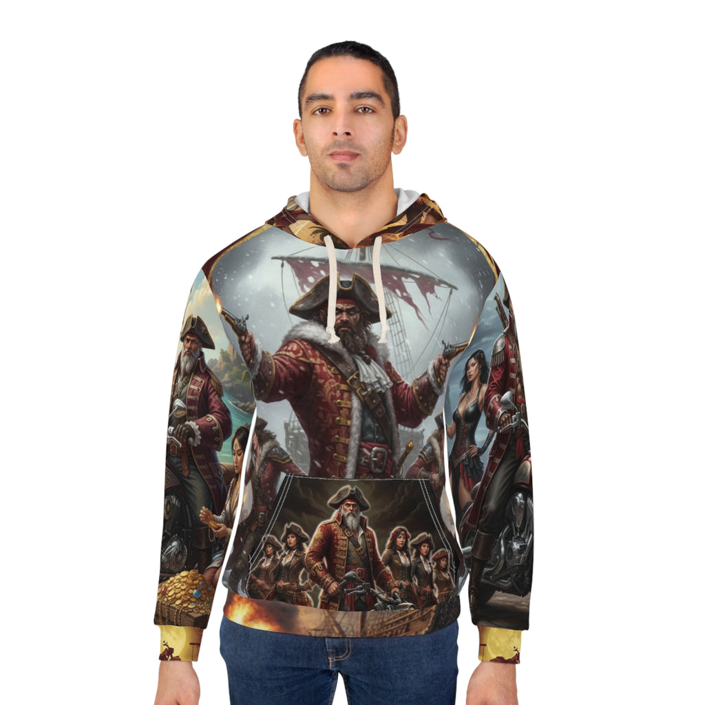 Pirate Captain All-Over Print Hoodie — Vintage Ship Battle Graphic