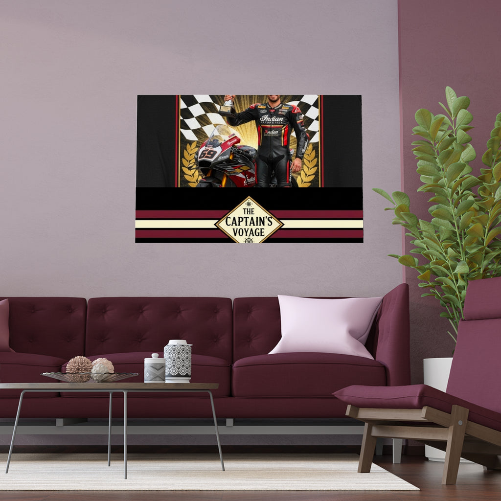 Racing Champion Silk Poster — “Winner’s Circle 69” Motorcycle Wall Art (Indoor/Outdoor)