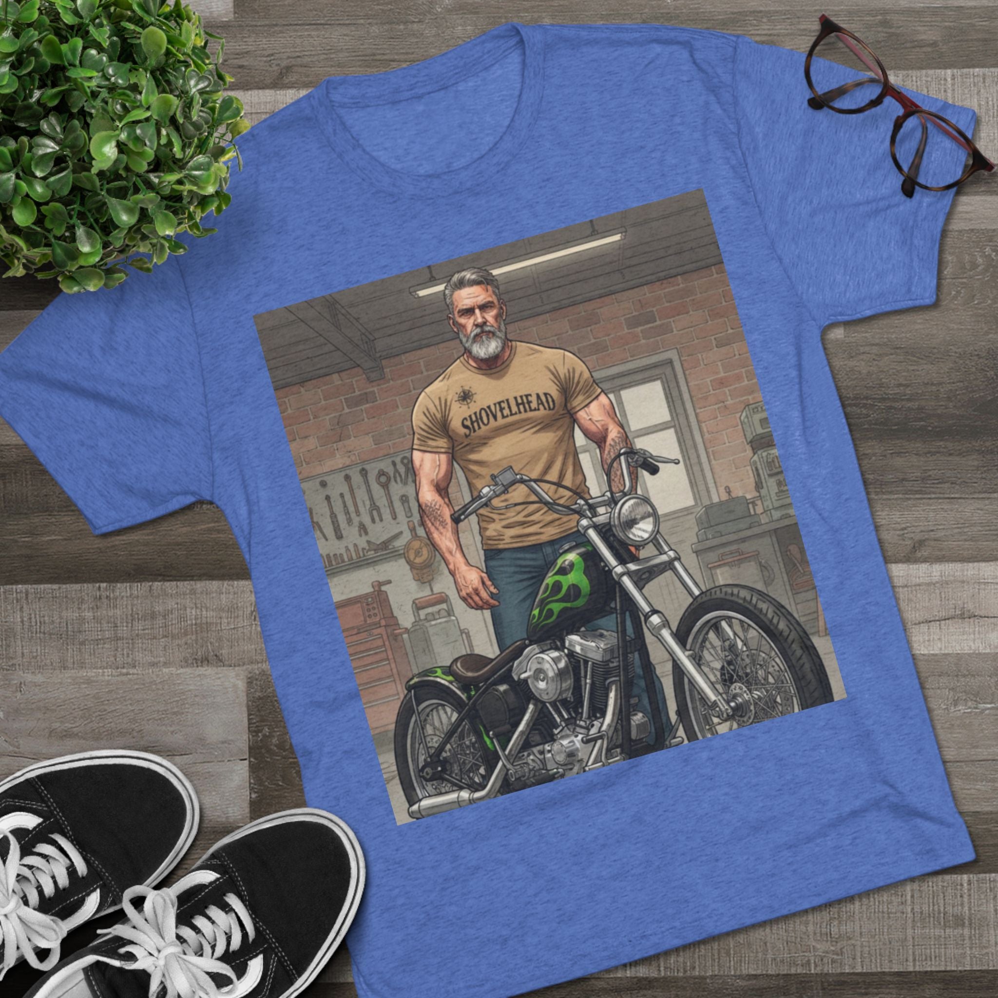Vintage Biker Garage Tee — 'Somewhere' Motorcycle Illustration T-Shirt
