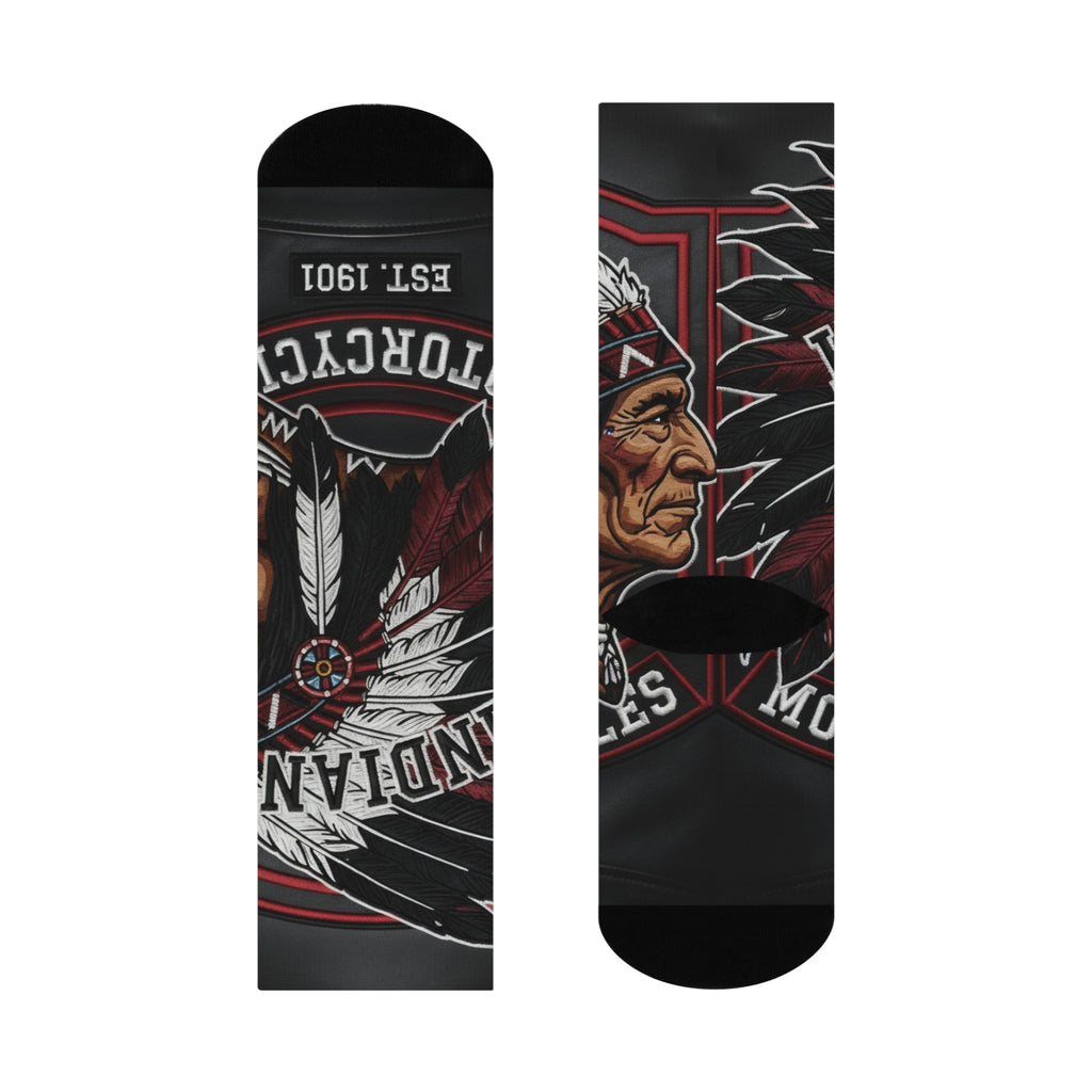 Indian Motorcycle Chief Logo Cushioned Crew Socks — Vintage Biker Socks