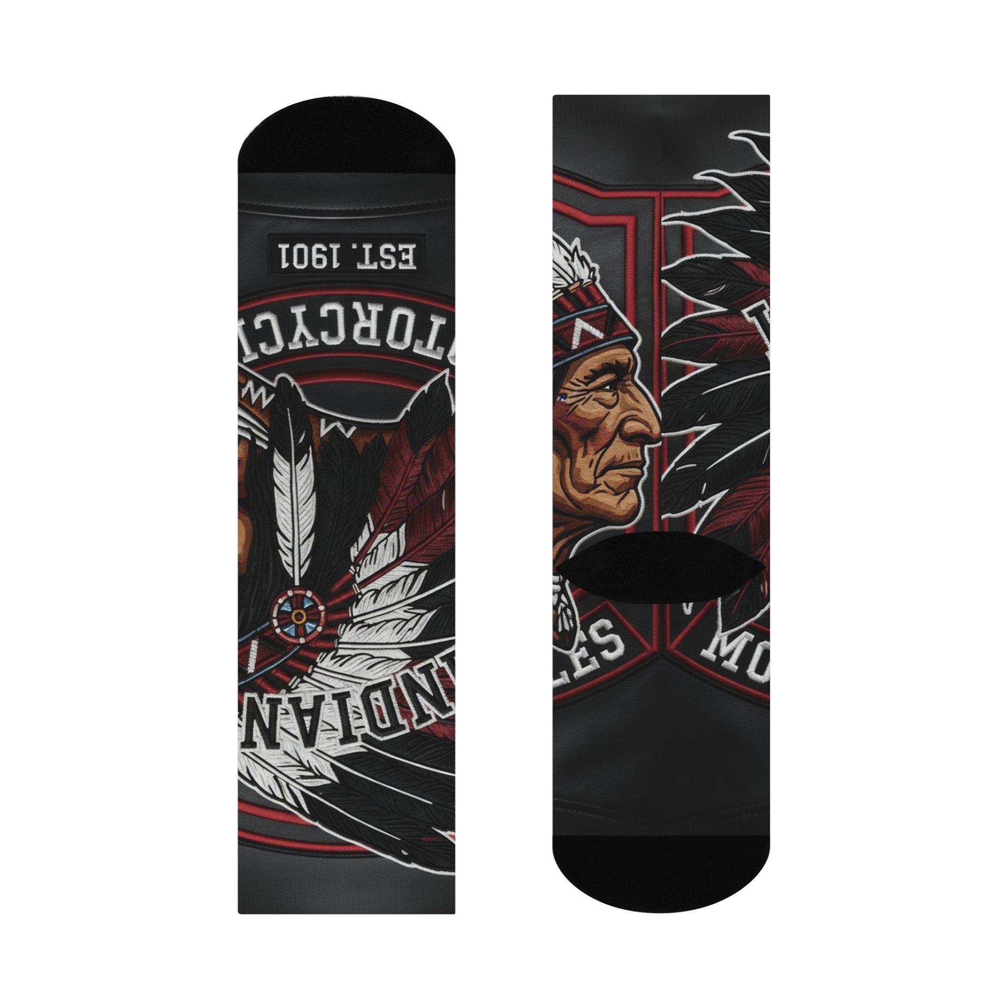Indian Motorcycle Chief Logo Cushioned Crew Socks — Vintage Biker Socks