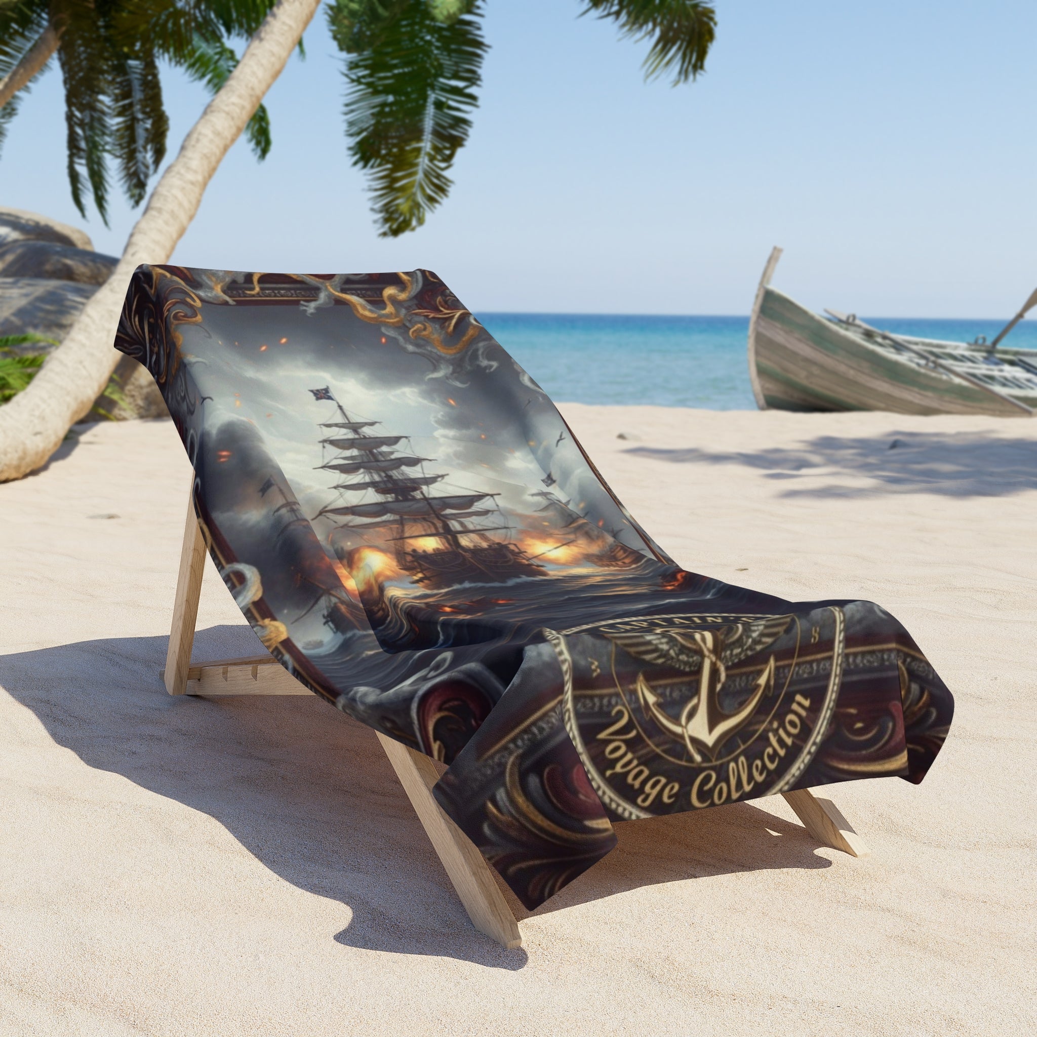 Pirate Ship Beach Towel — Vintage Naval Battle Design