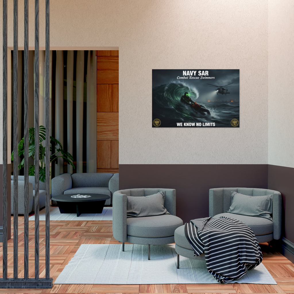 Navy SAR Combat Rescue Swimmers Poster — We Know No Limits