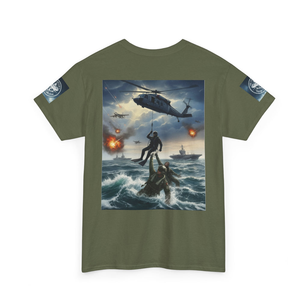 Navy Search & Rescue Graphic Tee — SAR Helicopter Rescue Scene