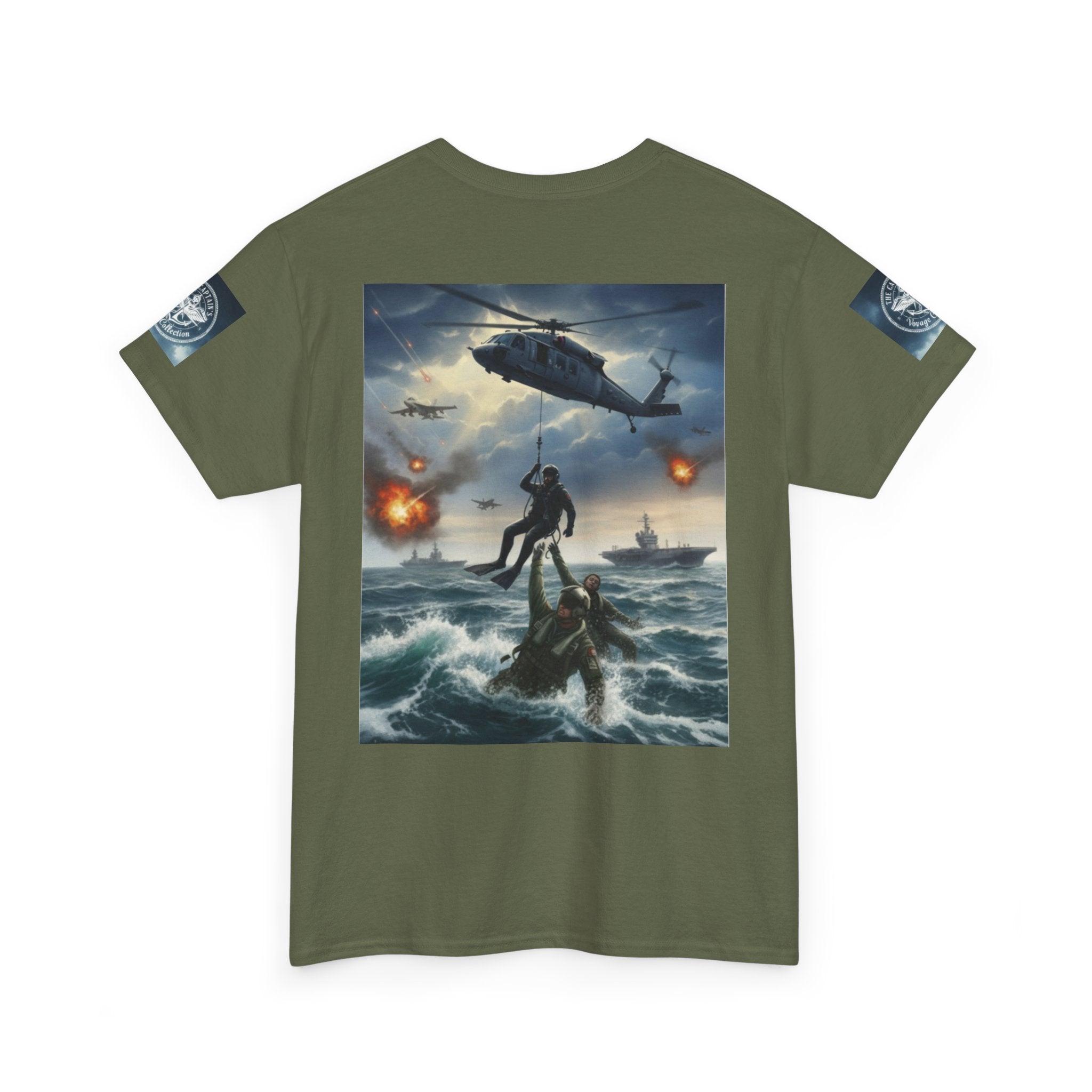 Navy Search & Rescue Graphic Tee — SAR Helicopter Rescue Scene