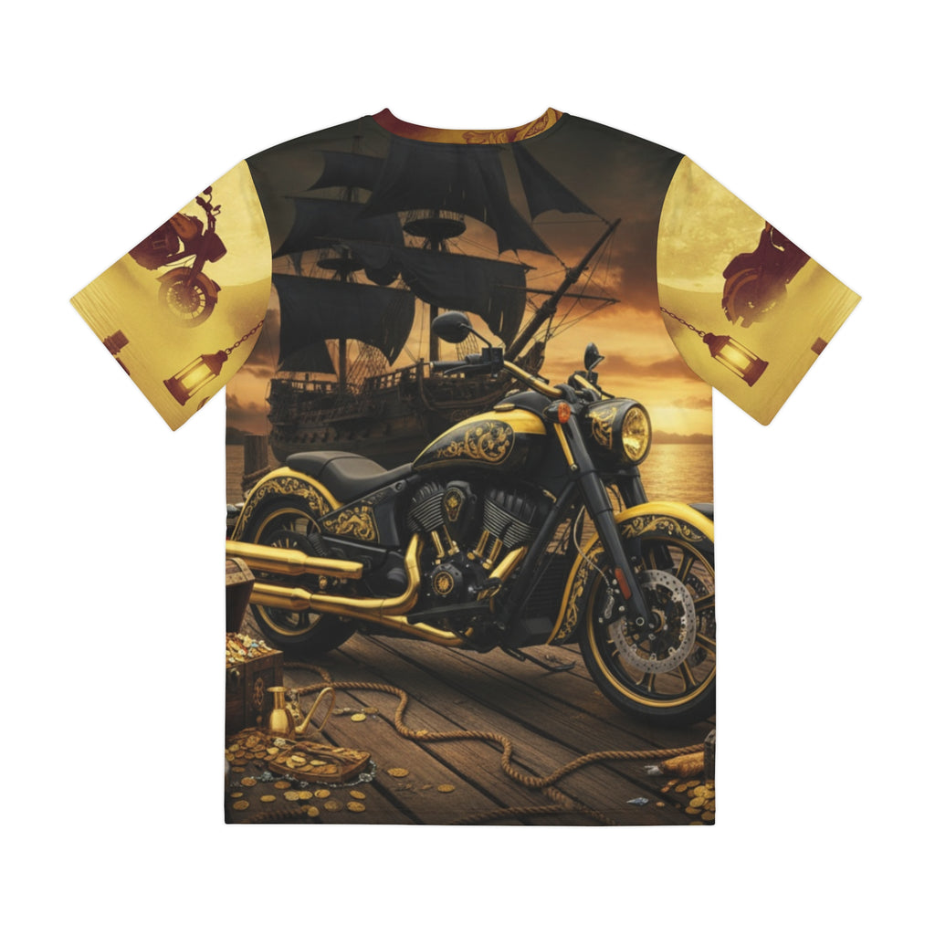Motorcycle Pirate Tee — Vintage Biker & Nautical Ship Graphic Shirt