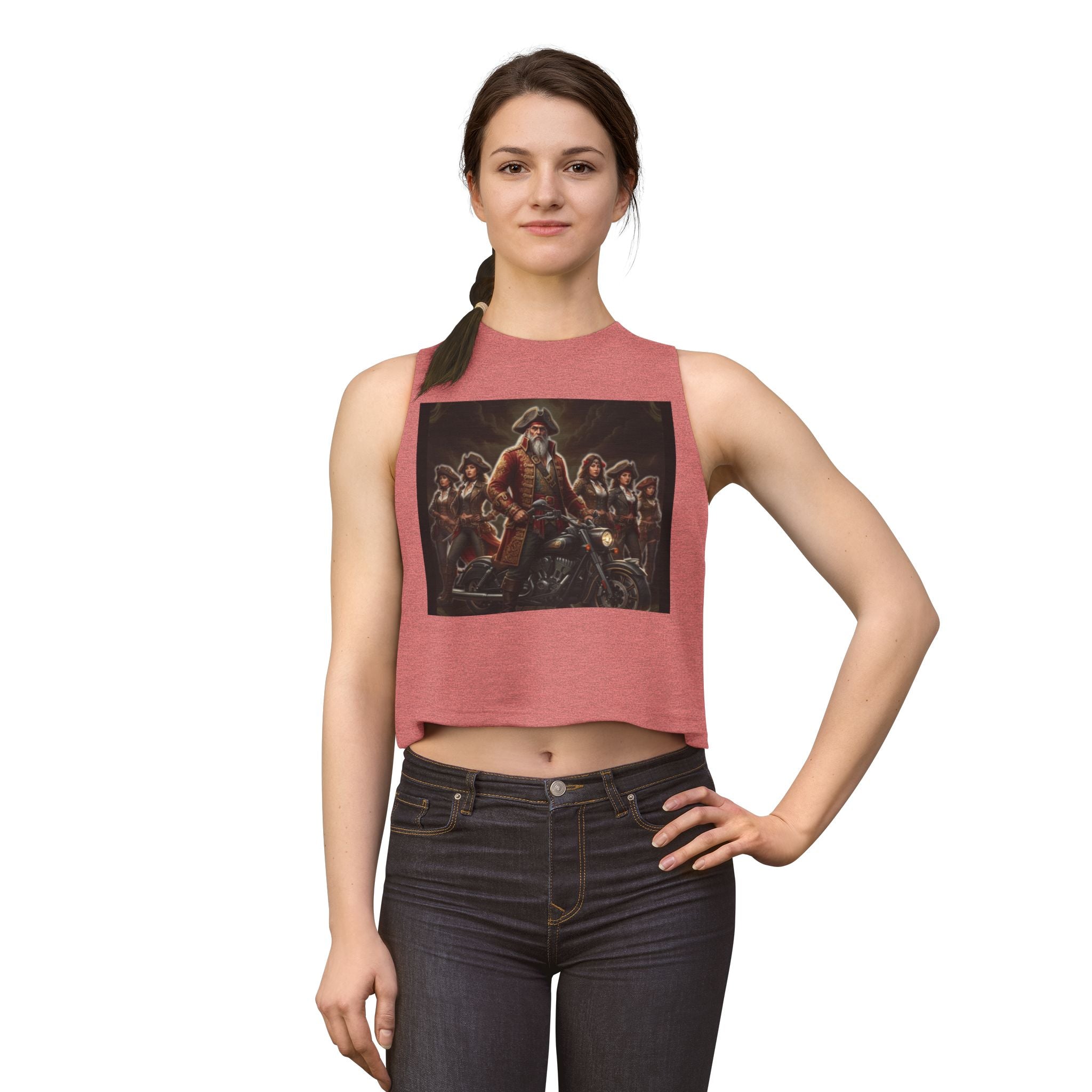 Women's Crop Top — Vintage Pirate Crew Motorcycle Graphic