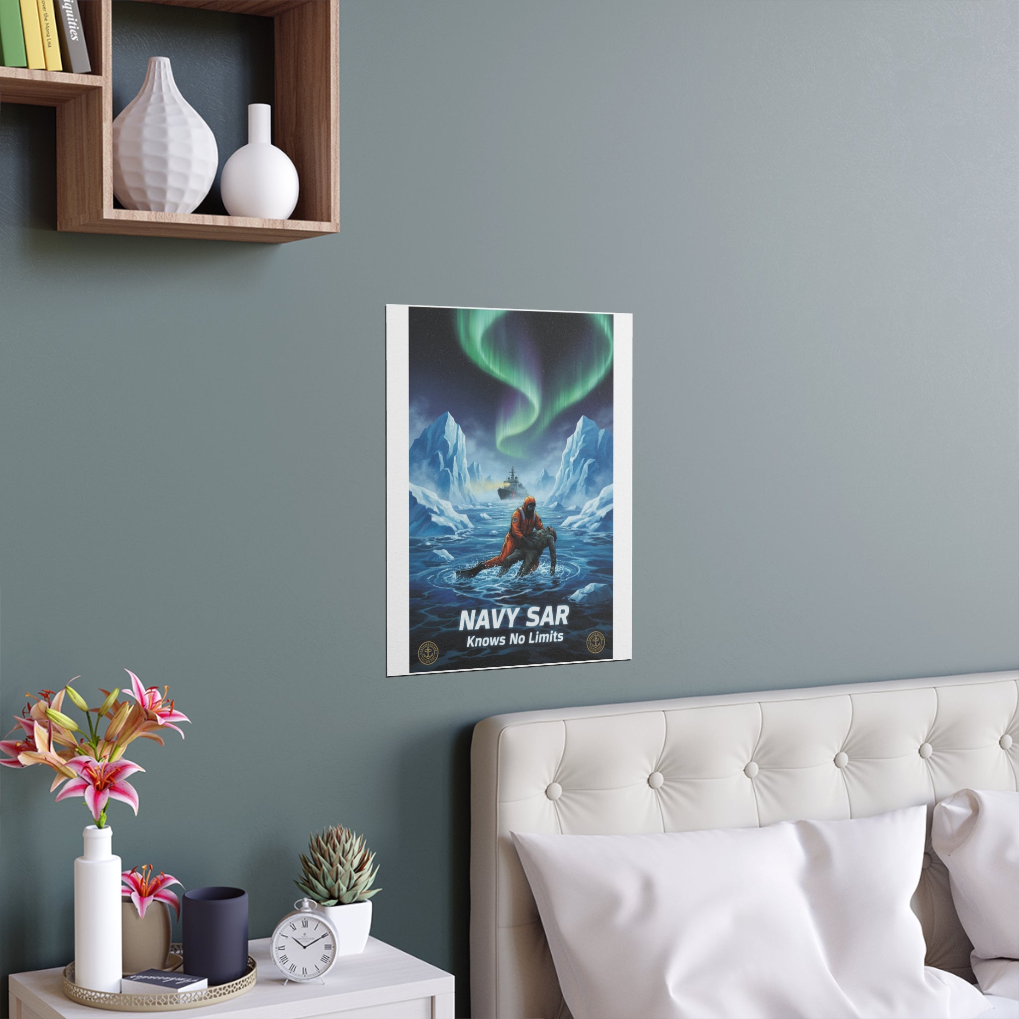 Silk Poster — 'Navy SAR Knows No Limits' Arctic Rescue Wall Art (Indoor/Outdoor)