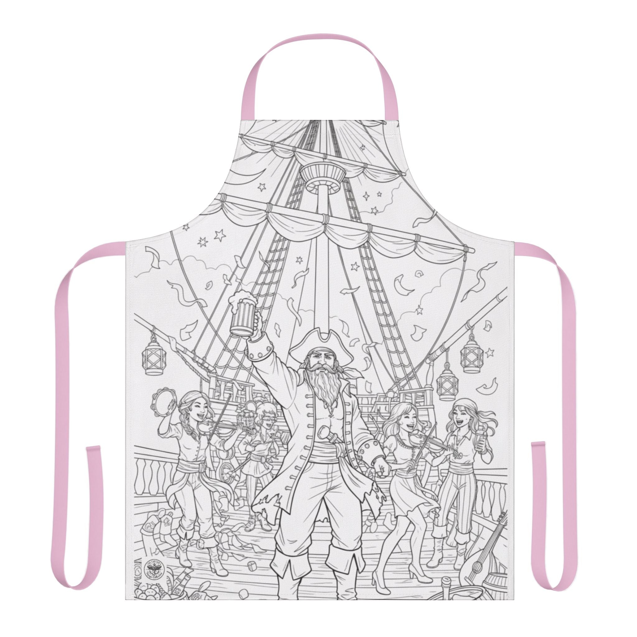 Pirate Party Apron — Illustrated Ship Deck Design for Cooking & BBQ