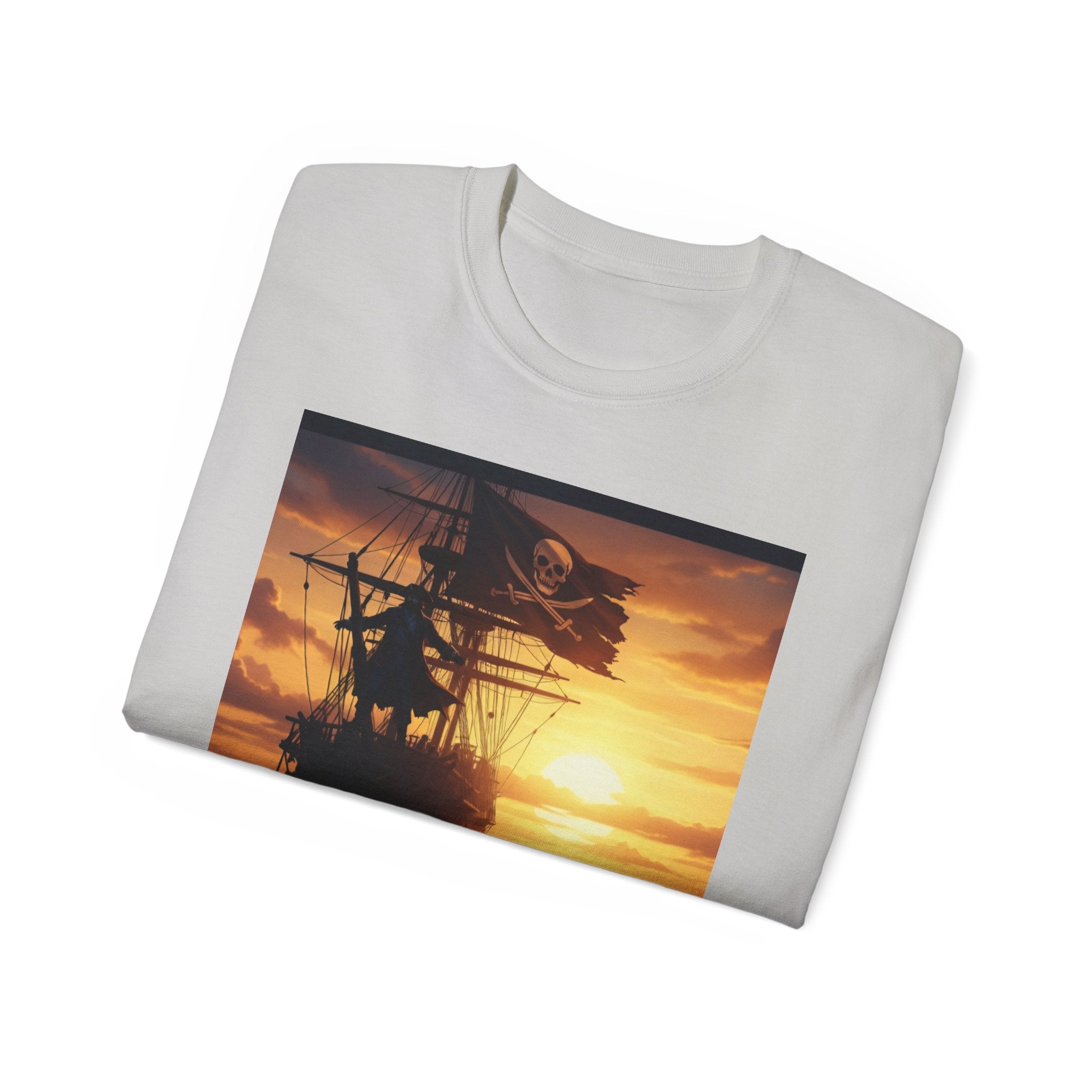 Pirate Ship Sunset Tee – Nautical Pirate Skull Graphic T-Shirt