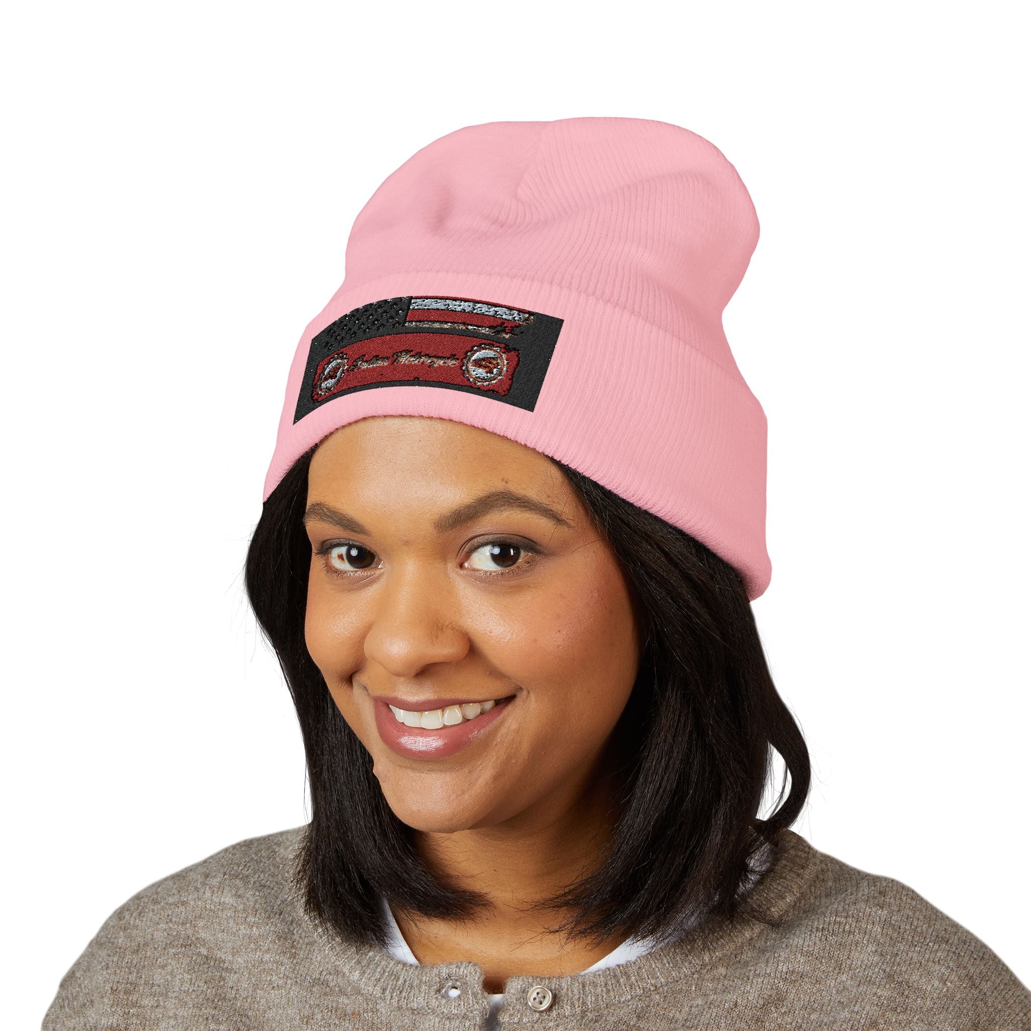 Retro Cassette Embroidered Beanie — Vintage Music Knit Hat