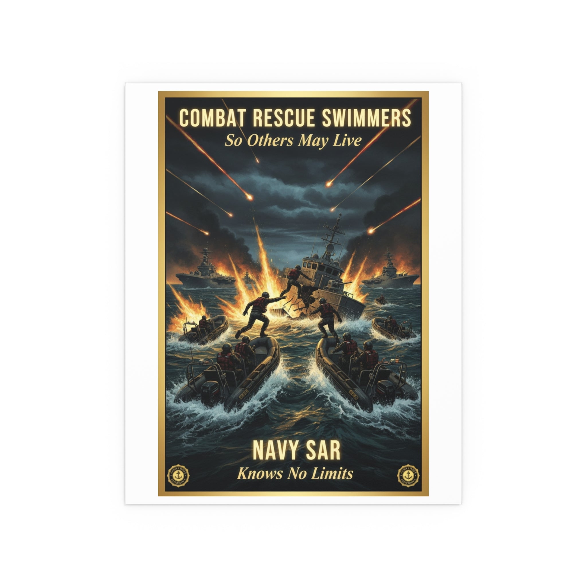Combat Rescue Swimmers Silk Poster — 'So Others May Live' Navy SAR Wall Art